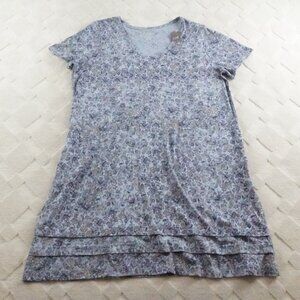 J.Jill T-Shirt Dress Womens Large Floral Print V-Neck Short Sleeve